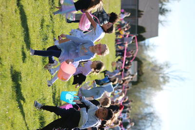 Kids running for Easter Eggs