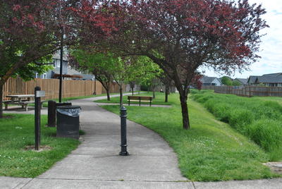 walking path with drinking fountain